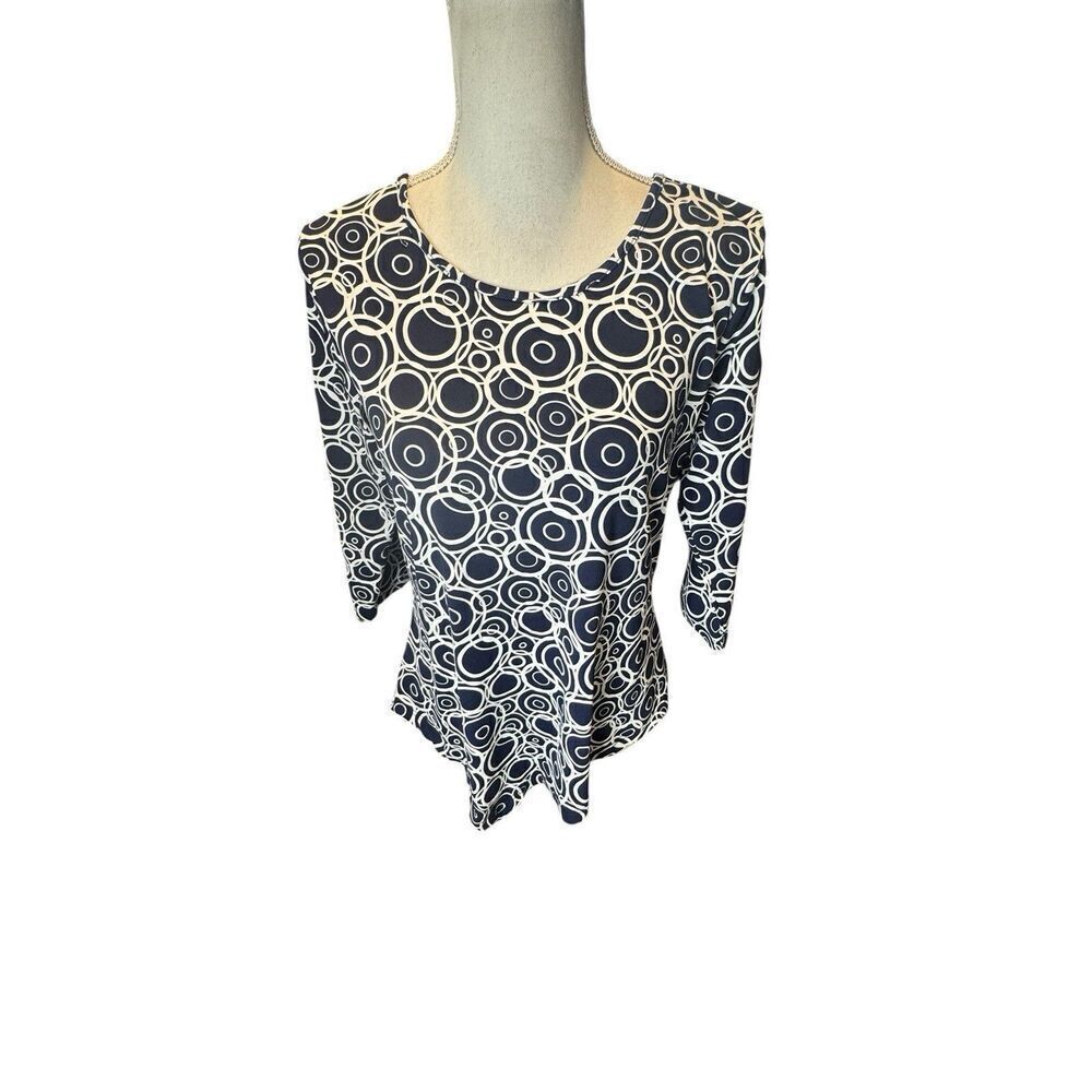 LULU B BLUE WHITE Asymmetric Shirt Sz Small Capsule Wardrobe Sz Small